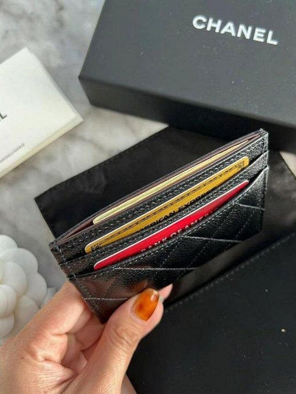 CHANEL Black Quilted Caviar Leather Wallet with Gold CC Logo - Picture 5 of 7